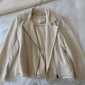 Rebecca Taylor Ivory Bouclé Zip-Front Jacket